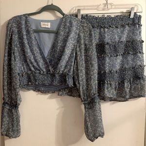 Storia Blue Floral Boho Skirt Set